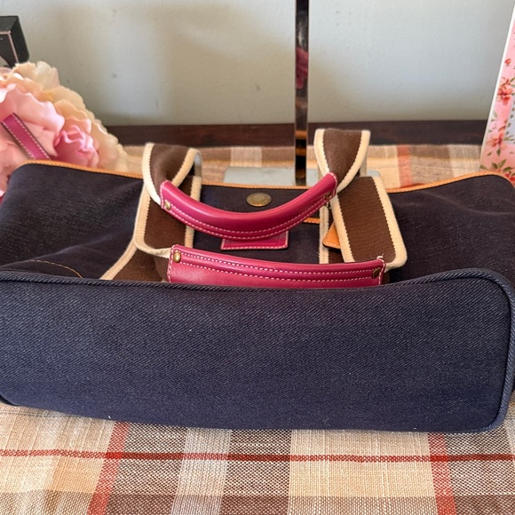 Coach Denim Weekender Tote with Pink and Brown Accents - EUC - Picture 4 of 13
